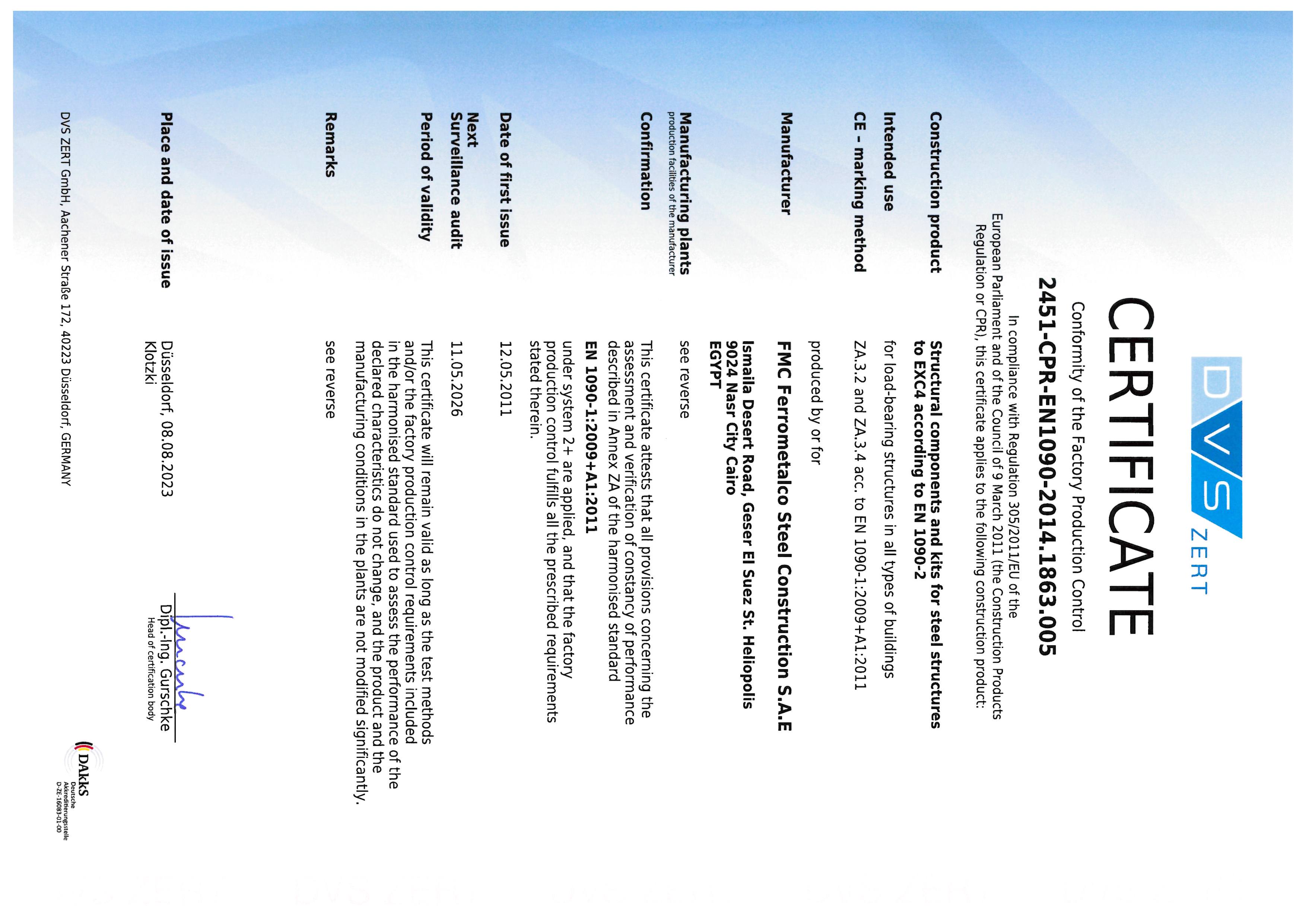 EN 1090-1:2009+A1:2011 Structural Steel Execution